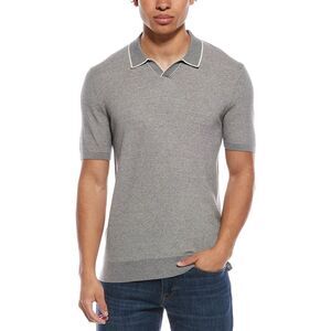 Raffi Mens  Silk-Blend Johnny Collar Shirt, Gray